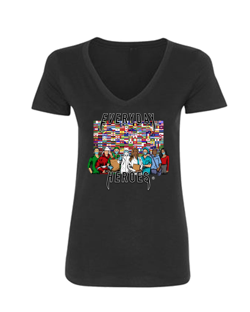 Everyday Heroes Fundraiser Women Black Vneck Tshirt